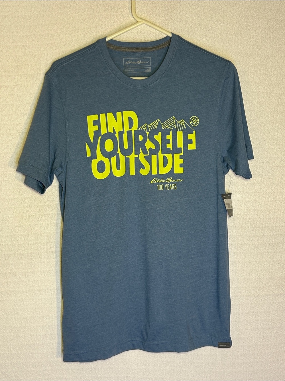 Eddie Bauer Blue Short-Sleeve Tee with Neon Yellow Graphic